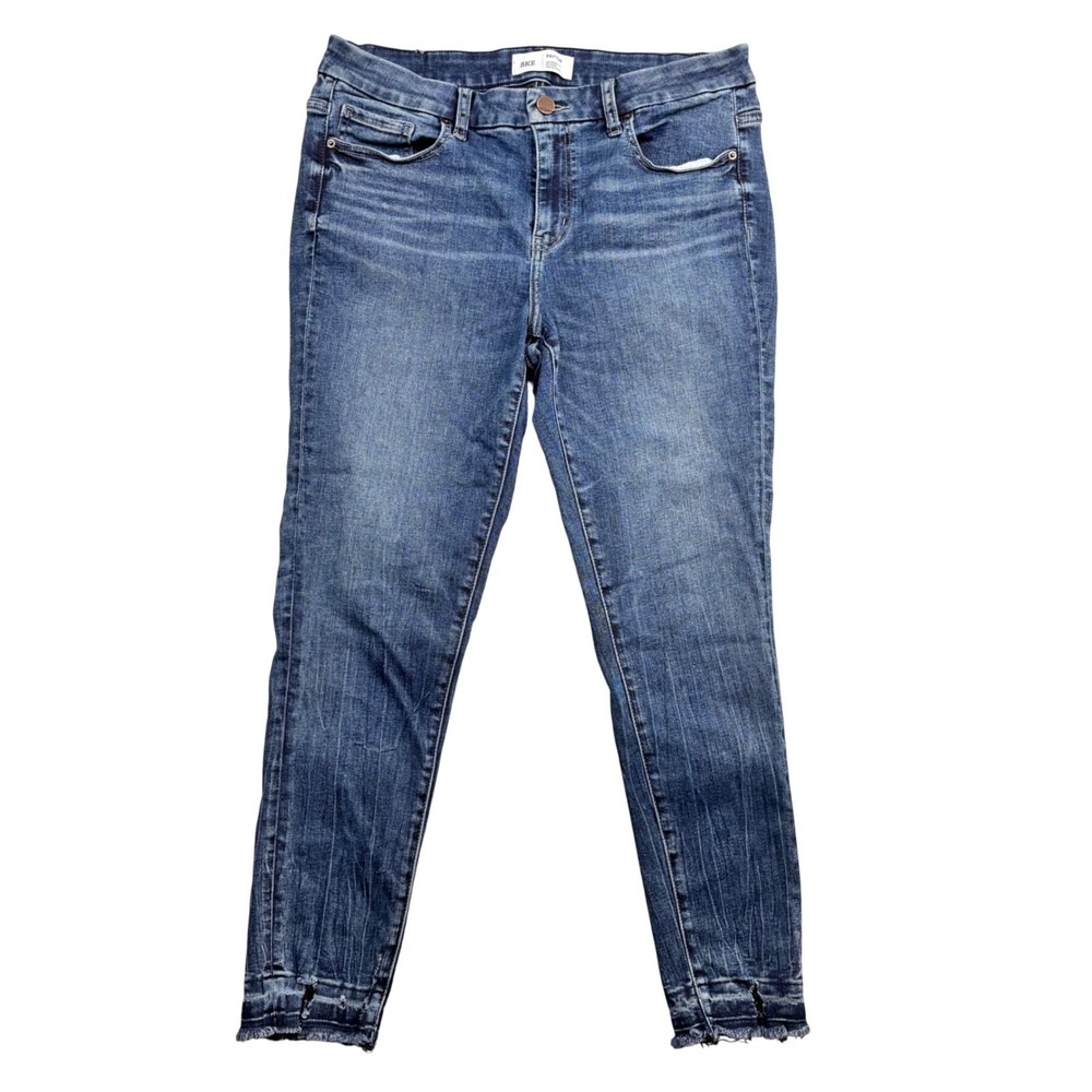 BKE Payton Ankle Skinny Jeans Womens 29x27 Mid Rise Medium Wash Frayed Hem 0958